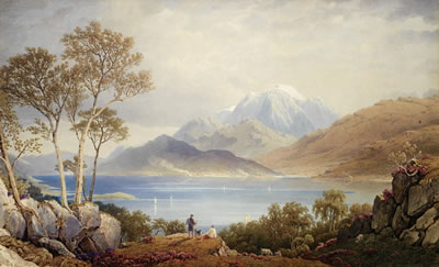 George Fennel Robson : A view of Ben Nevis from across Loch Eil