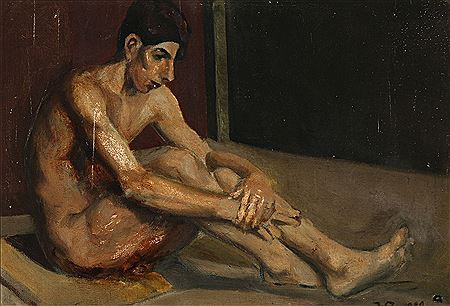 Hans Bendix : A sitting naked young man