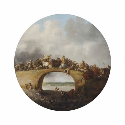 Palamedes Palamedesz : A battle engagement on a bridge