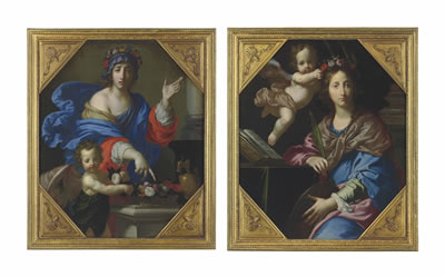 Cesare Dandini : Saint Dorothy of Cappadocia; and Saint Catherine of Alexandria (pair)