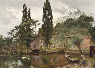 John Arthur Lomax : Children fishing in the Avon