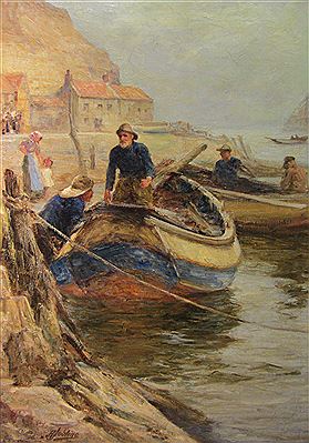 Robert Jobling : Fishing boats at Staithes