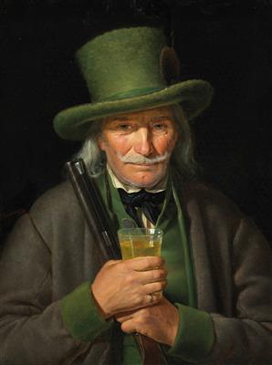 Joseph Weidner : An Old Chamois Hunter with a Glass of Styrian Wine in his Hand