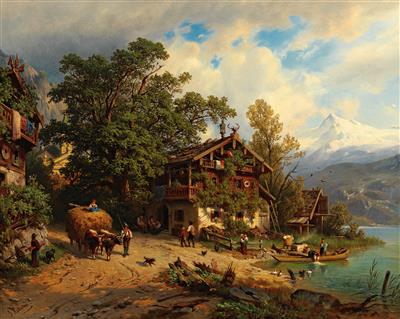 Johann Varrone : Scene of Lake Zell with the Kitzsteinhorn