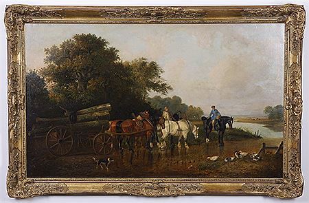 Samuel Joseph Clark : A logger and gentleman conversing at a ford