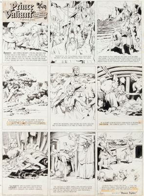 Hal Rudolf Foster : Hal Foster Prince Valiant Sunday Comic Strip #523 Original Art dated 2-16-47 (King Features Syndicate, 1947)