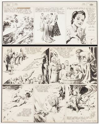 Al Raymond : Alex Raymond Flash Gordon and Jungle Jim Sunday Comic Strip Original Art dated 5-21-39 (King Features Syndicate, 1939)