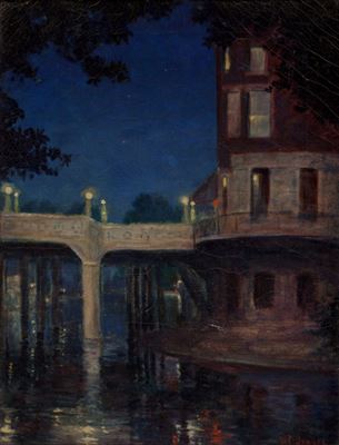 W Frederick Jarvis : Night on the Riverwalk