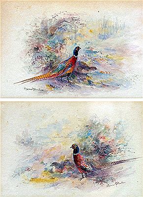 James Stinton : Pheasant in Landscape (pair)