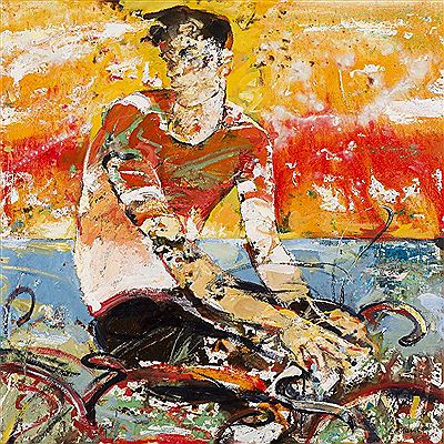 Peter Maclaren : SUNSET: FIGURE IN A HOT LANDSCAPE