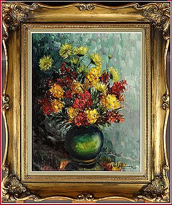 Edmond Defroyennes : Vase de fleurs