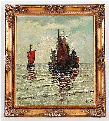 Wilhelm Mosblech : SAIL BOATS AT REST