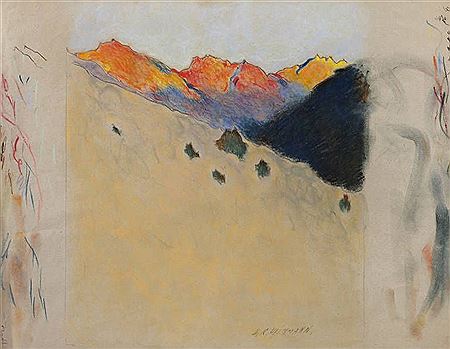 Hans Richard Heinmann : Studie Alpenglühen wohl unvollendete Studie, um 1930