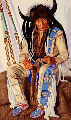 Winold (Fritz Winold) Reiss : Chief Medicine Boss Ribs, Blackfeet Medicine Man