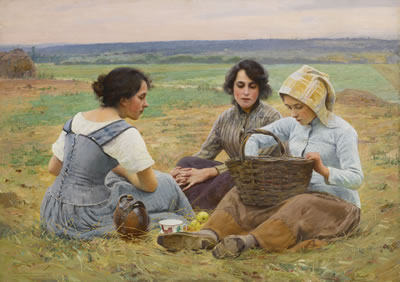 Charles Sprague Pearce : LUNCH BREAK IN THE FIELDS