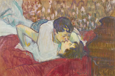 Henri De Toulouse-Lautrec : AU LIT: LE BAISER