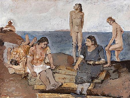 Fausto Calogero Pirandello : Women at the sea