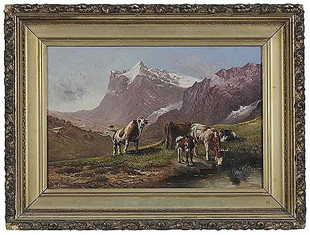 Alfred Dunz : Cows in an Alpine Landscape