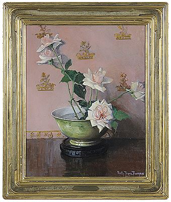 Ruth Payne (Jewitt) Burgess : Pink Roses in a Green Bowl