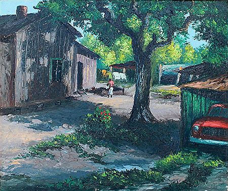 Harold Newton : Florida Highwaymen Scene with Figure in Courtyard