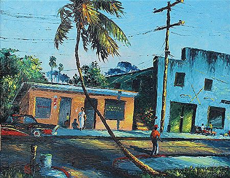 Harold Newton : Florida Highwaymen Street Scene with Multiple Figures