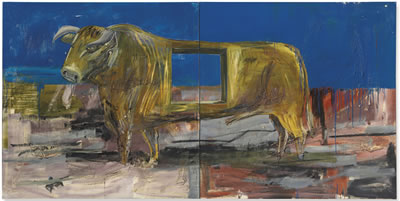 Albert Oehlen : Stier mit loch (Bull with hole) (In two parts)