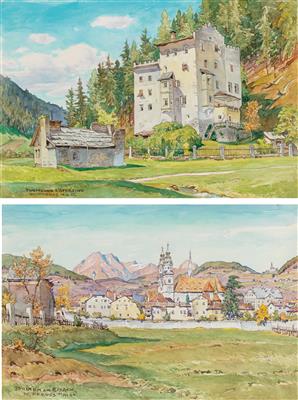 Rudolf Preuss : Motive aus Tirol, Südtirol und Bayern, darunter: Meersburg, Zugspitze, Schnalsertal, Thurnberg/Stertzing, Bozen, Brixen, Kaltern, Ötz, Brixlegg