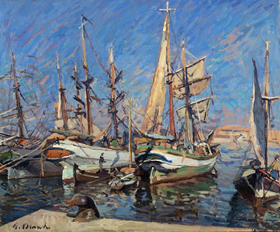 Giovanni March : 'Velieri nel porto di Livorno'