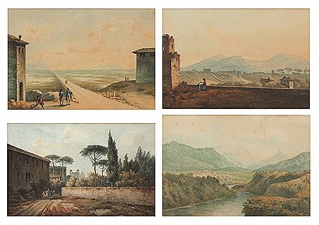 John Warwick Smith : Continental views with ruins, figures etc  (8)