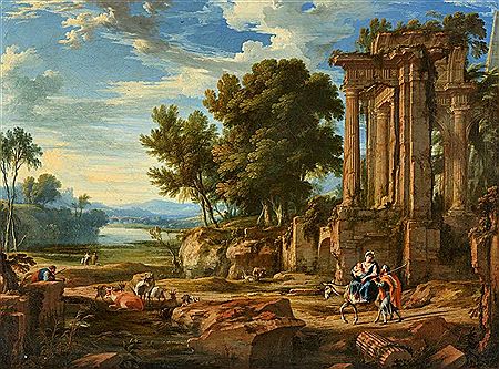 Jan Baptist Weenix : Landscape with the Flight into Egypt