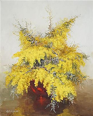 Muriel Annie Elliott : Wattle and Red Vase