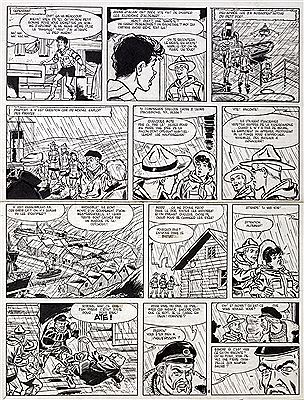 Mittei & TIBET : Les 3 A, planche n°8 à l'encre de Chine de l'épisode 'Les Naufrageurs de la brume' publiée dans le journal Tintin n°48 du 26 novembre 1963.