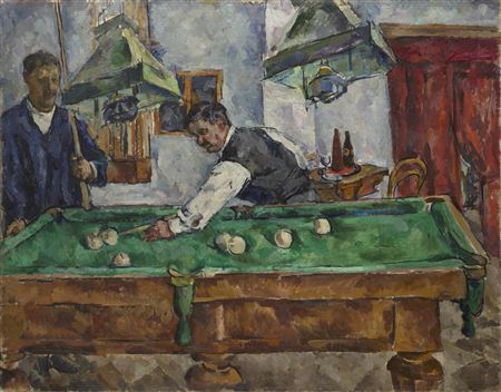 Pyotr Petrovich Konchalovsky : The Game of Billiards. Aristarkh Lentulov and Petr Konchalovsky