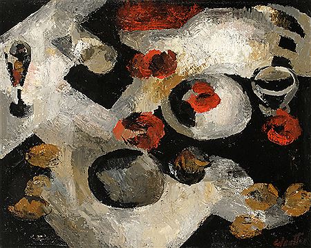 Jean-Marie Calmettes : Nature morte aux tomates, 1955