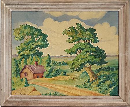 Hilding Arnold Jaderborg : Cabin with Trees