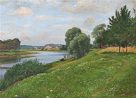 Otto Fritzsche : Blick über die Elbe bei Meißen zum Spargebirge. 1924.