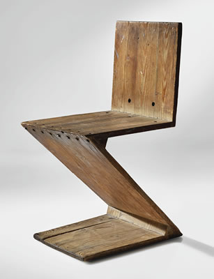 Gerrit Rietveld : AN EARLY ZIG-ZAG CHAIR FROM THE COLLECTION OF THE ARTIST