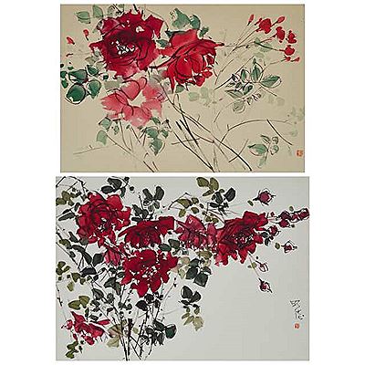 Earl (Dr) Lu Ming Teh : Two Paintings of Red Roses (2)